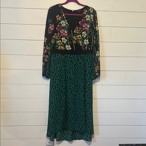 Thalia Sodi Floral and Leopard Print Dress